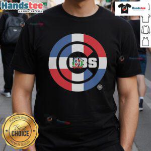 Chicago Cubs Dominican Republic Flag Logo T-Shirt featuring vibrant colors and team branding for fans and collectors.