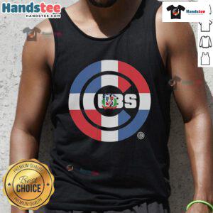Official Chicago Cubs Dominican Republic flag logo tank top showcasing team pride and vibrant colors.