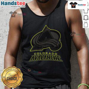 Official Colorado Avalanche highlight reel tank top featuring bold team logo and vibrant design for fans.