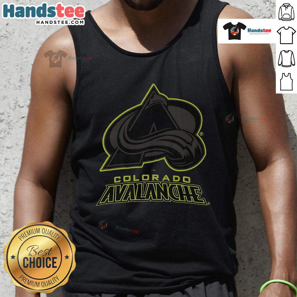 Official Colorado Avalanche highlight reel tank top featuring bold team logo and vibrant design for fans.