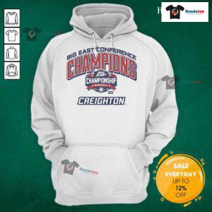 Official Creighton Bluejays Big East Conference Champions 2025 Championship Baseball Jeep Hoodie in navy blue.