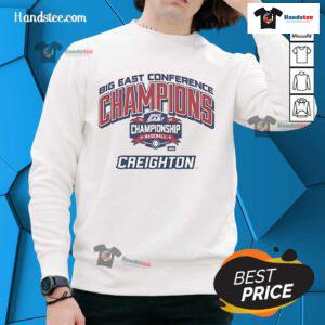 Official Creighton Bluejays Big East Conference Champions 2025 Championship Baseball Jeep Sweatshirt in team colors.