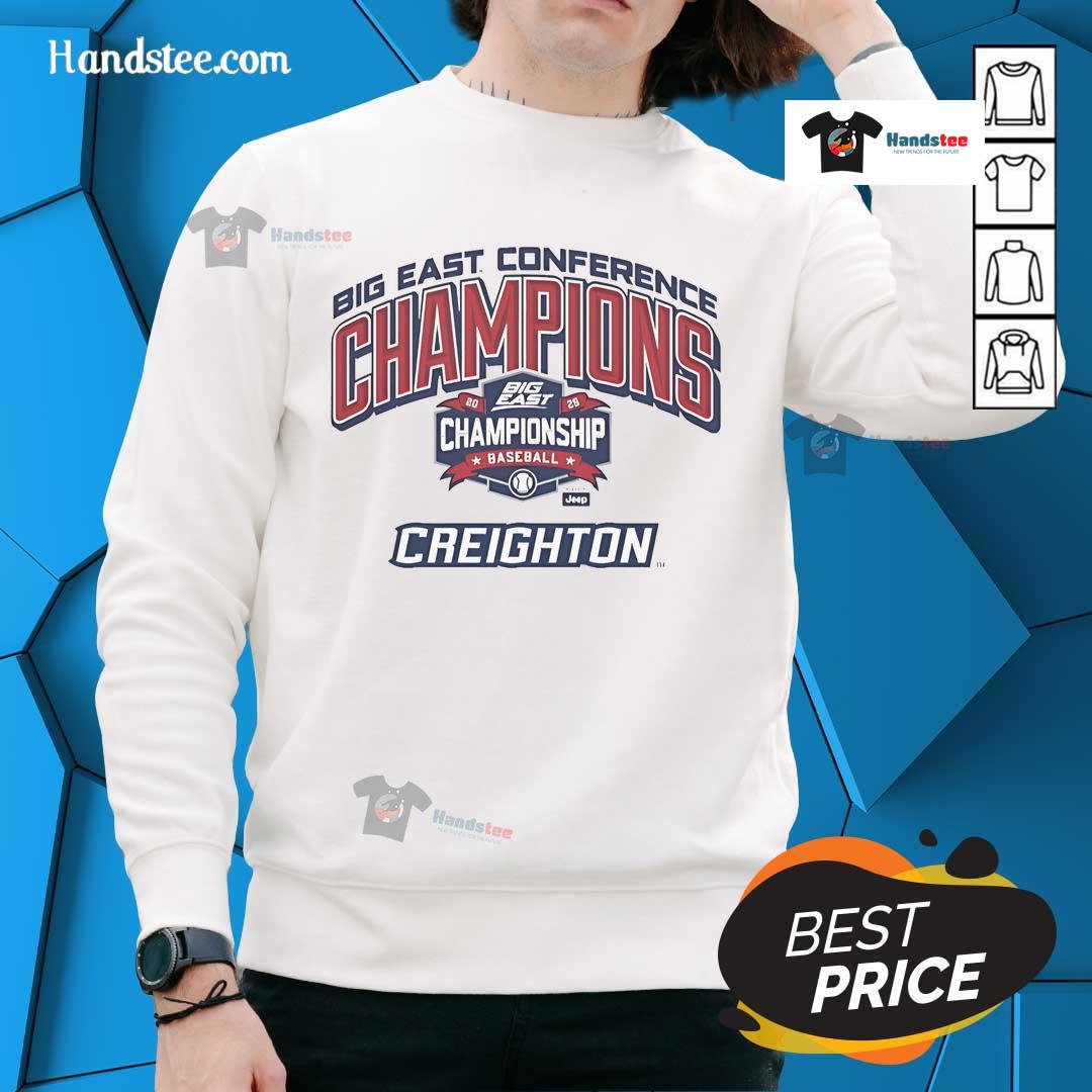 Official Creighton Bluejays Big East Conference Champions 2025 Championship Baseball Jeep Sweatshirt in team colors.