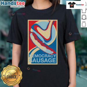 Official Democracy Sausage Ladies Tee featuring a vibrant design, perfect for supporting democracy in style.