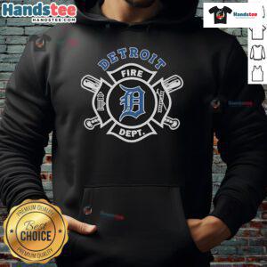Official Detroit Tigers Fire Dept hoodie featuring firefighters' logo, perfect for fans and fire department supporters.