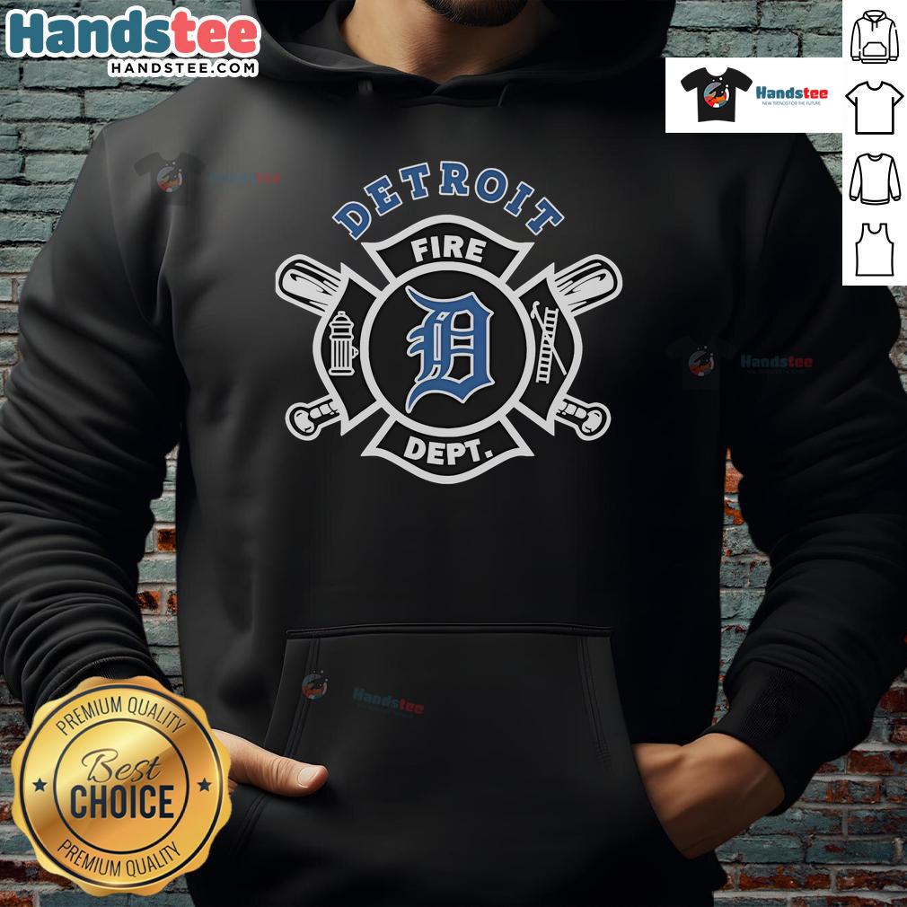 Official Detroit Tigers Fire Dept hoodie featuring firefighters' logo, perfect for fans and fire department supporters.
