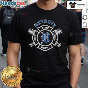 Official Detroit Tigers Fire Dept Firefighters T-Shirt featuring a bold logo and design, perfect for fans and firefighters.