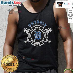 Official Detroit Tigers Fire Dept firefighters tank top featuring bold team logo and vibrant colors for fans and supporters.