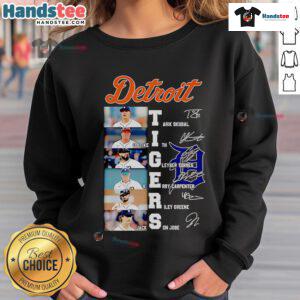 Official Detroit Tigers sweatshirt featuring signatures of Tarik Skubal, Colt Keith, and Gleyber Torres.