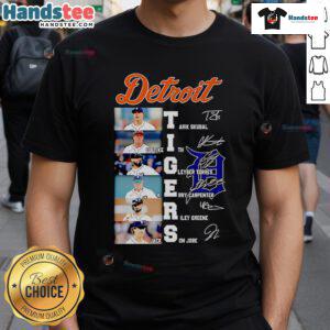 Alt Text: Official Detroit Tigers T-Shirt featuring signatures of Tarik Skubal, Colt Keith, and Gleyber Torres.