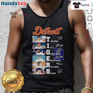 Official Detroit Tigers Tarik Skubal Colt Keith Gleyber Torres signatures tank top showcasing team spirit and player autographs.