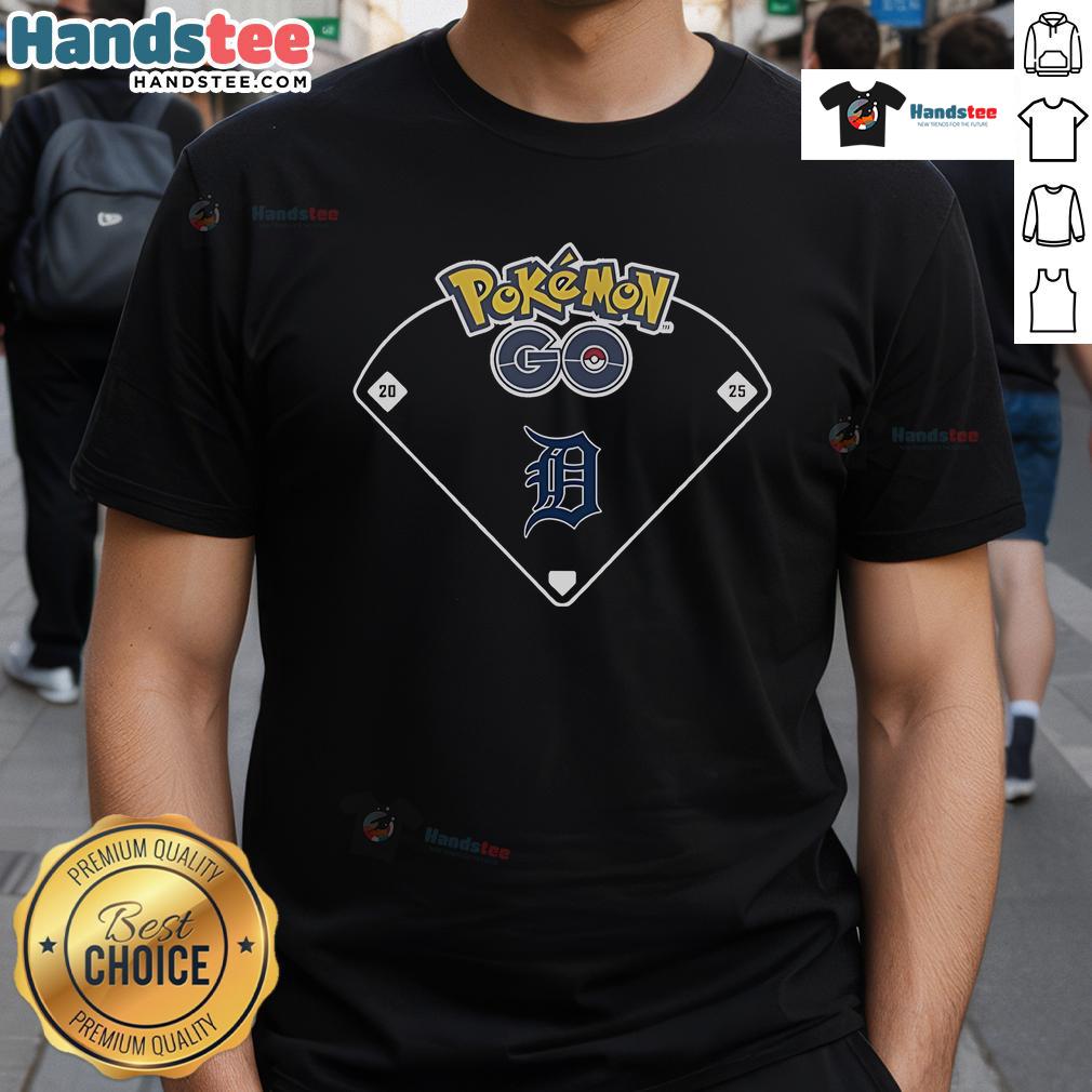 Official Detroit Tigers X Pokemon Go Ballpark T-Shirt featuring vibrant graphics and team colors for fans and collectors.