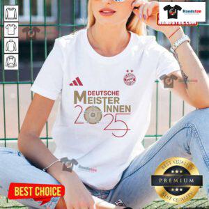 Official Deutsche Meisterinnen 2025 Ladies Tee showcasing vibrant design and championship pride in women's sports apparel.