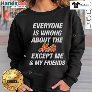 Cozy 'Everyone Is Wrong About The Mets Except Me & My Friends' sweatshirt in vibrant colors, perfect for Mets fans.