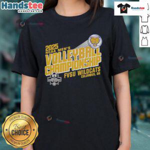 Official FVSU Wildcats 2025 NCAA Men's Volleyball Championship ladies tee showcasing team spirit and athletic style.