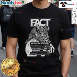 Official Fact Is Life Tour 2025 T-Shirt featuring bold graphics and vibrant colors, perfect for concert fans.