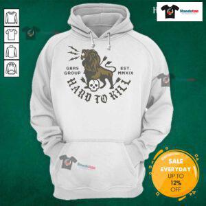 Official GBRS Group Lion Skull Hard To Kill Est MMXIX Hoodie showcasing a bold design with a striking lion skull graphic.