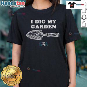 Official Gardening Australia 'I Dig My Garden' ladies tee featuring a vibrant design, perfect for garden enthusiasts.