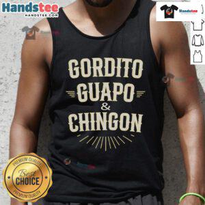Official Gordito Guapo and Chingon Tank Top featuring bold graphic text on a stylish black background.