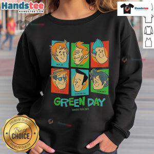 Official Green Day Saviors Tour 2025 sweatshirt featuring the full band logo and vibrant design.