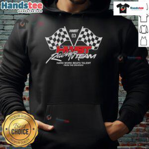 Alt Text: Official HWBT Racing Team logo on a Hard Work Beats Talent hoodie, showcasing dedication and racing spirit.