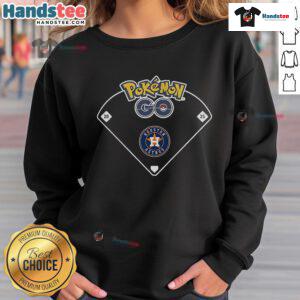 Official Houston Astros X Pokemon Go ballpark sweatshirt featuring team logos and vibrant colors for fans.