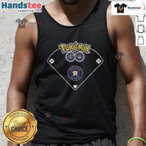 Official Houston Astros x Pokemon Go Ballpark tank top featuring vibrant graphics for baseball and gaming fans.