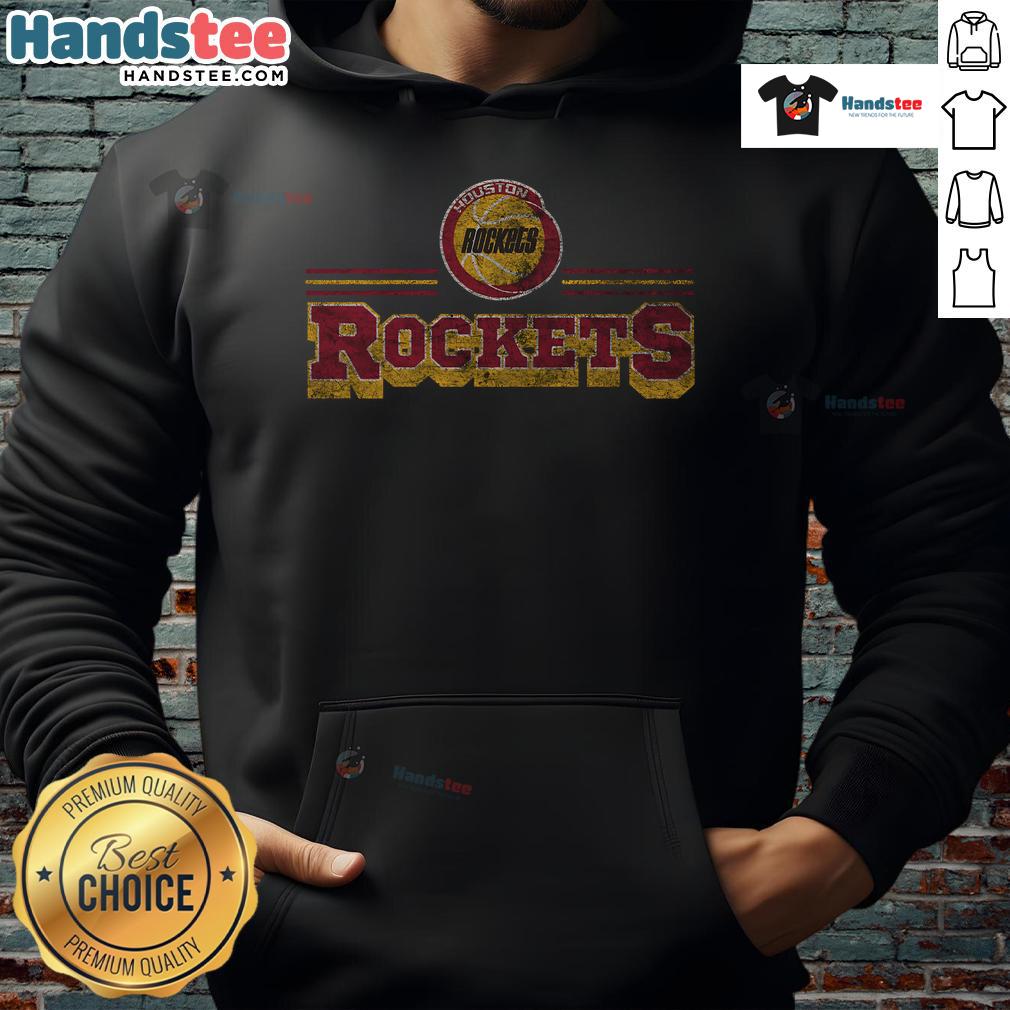 Official Houston Rockets fan banner hoodie featuring team colors and logo, perfect for showing support during games.