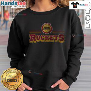 Alt Text: Official Houston Rockets fan banner sweatshirt featuring team colors and logo, perfect for game day attire.