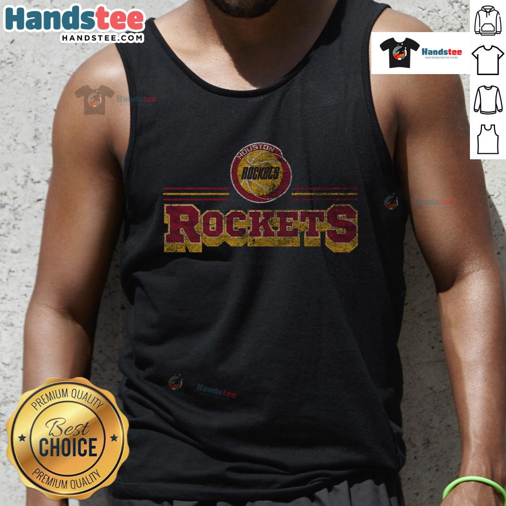 Official Houston Rockets fan banner tank top featuring vibrant team colors and logo, perfect for game day attire.