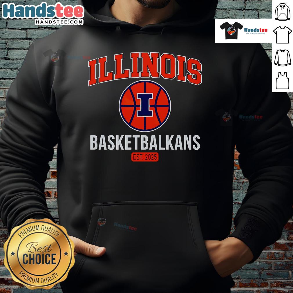 Official Illinois Urbana-Champaign Basketball ET 2025 hoodie in navy blue with logo, perfect for fans and athletes.