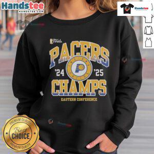Official Indiana Pacers NBA Finals 2024-2025 Pride sweatshirt for Eastern Conference Champions, showcasing team spirit.