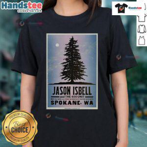 Alt Text: Official Jason Isbell May 16, 2025 concert poster for Spokane, WA, featuring a stylish ladies tee design.