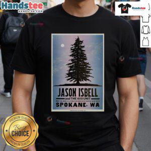 Alt Text: Official Jason Isbell May 16, 2025 poster t-shirt for Spokane, WA concert at First Interstate Center.