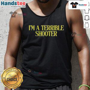 Official Jerry Curls I'm A Terrible Shooter tank top featuring bold graphic design, perfect for casual wear and basketball fans.