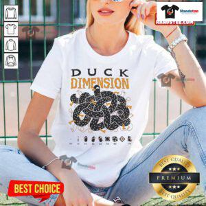 Official Kurzgesagt Duck Dimension Ladies Tee featuring vibrant design and comfortable fit for fans of the popular science channel.