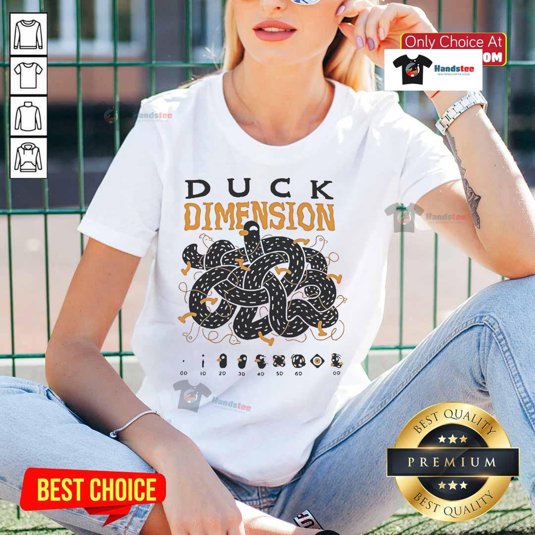 Official Kurzgesagt Duck Dimension Ladies Tee featuring vibrant design and comfortable fit for fans of the popular science channel.
