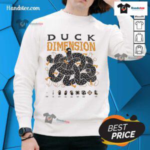 Official Kurzgesagt Duck Dimension Sweatshirt featuring vibrant graphics and cozy design for fans of science and art.