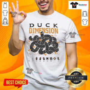 Alt Text: Official Kurzgesagt Duck Dimension T-Shirt featuring vibrant graphics of the iconic duck design.
