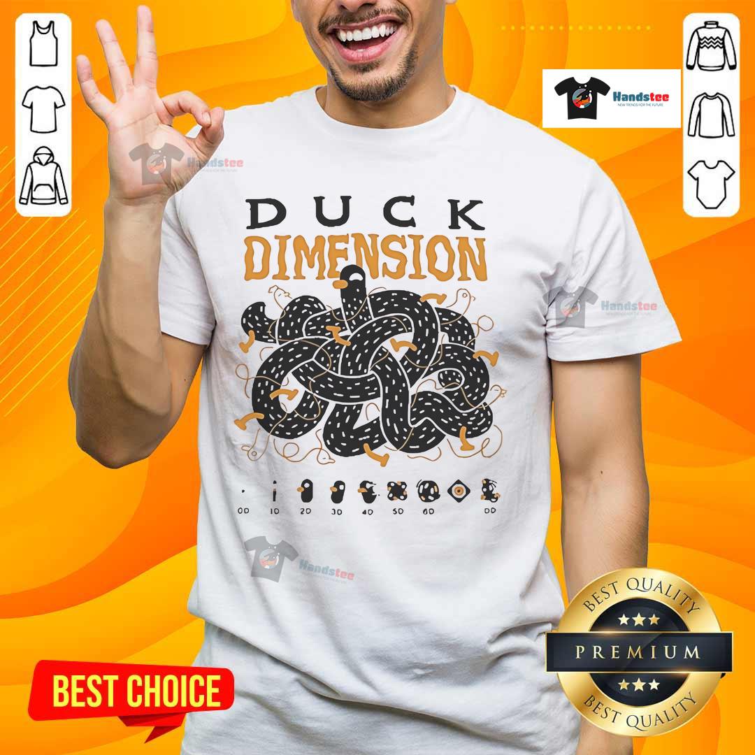 Alt Text: Official Kurzgesagt Duck Dimension T-Shirt featuring vibrant graphics of the iconic duck design.