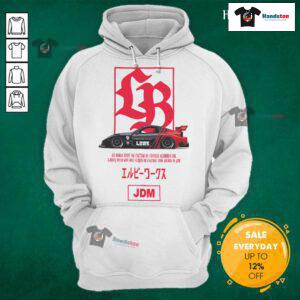 Alt Text: Official LB Box Logo on FD ADVAN JDM Hoodie, showcasing stylish automotive apparel for car enthusiasts.