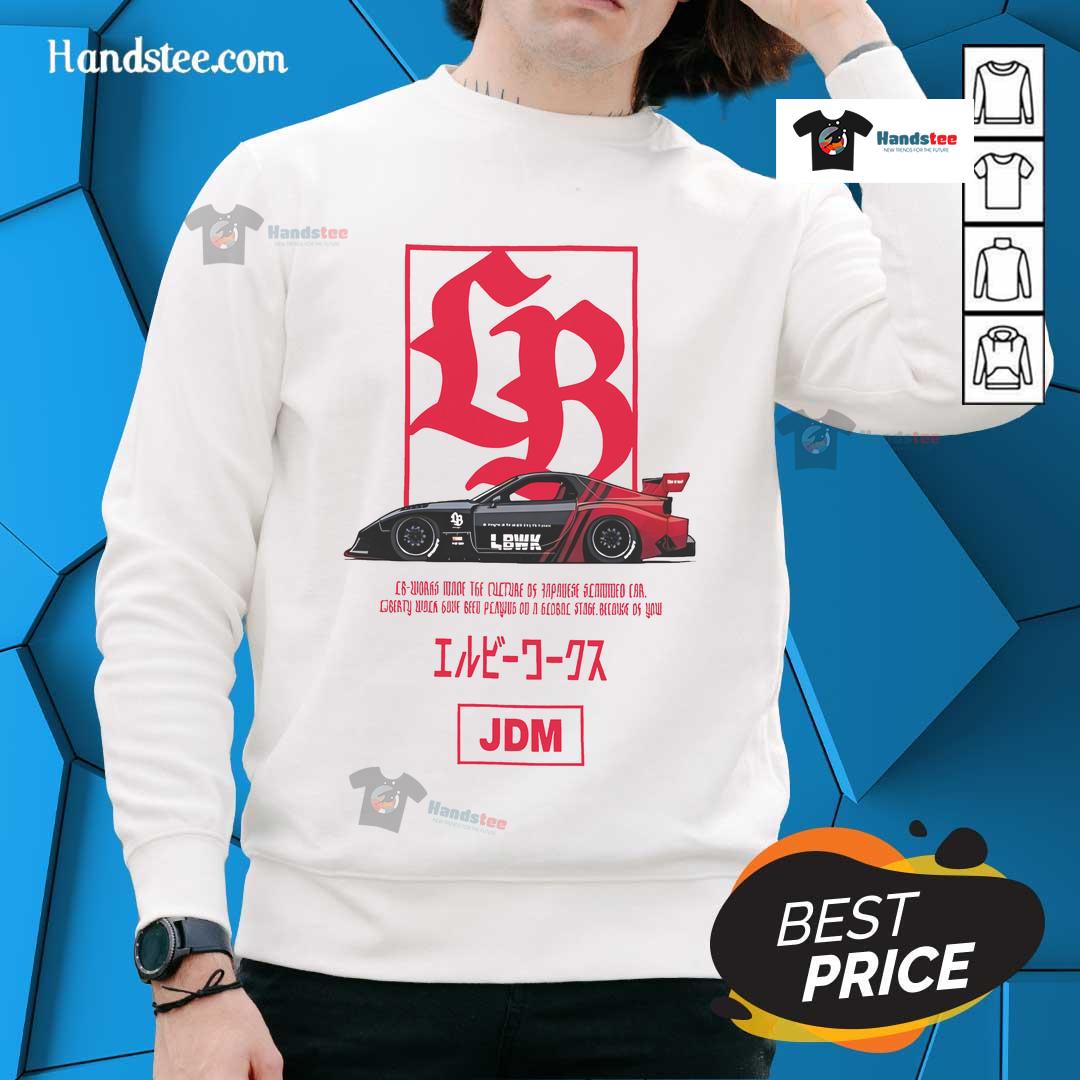 Alt Text: Official LB Box Logo on FD Advan JDM Sweatshirt, showcasing a stylish design for automotive enthusiasts.