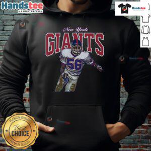 Official Lawrence Taylor Royal New York Giants Sideline Series Player Hoodie featuring vibrant team colors and logo.