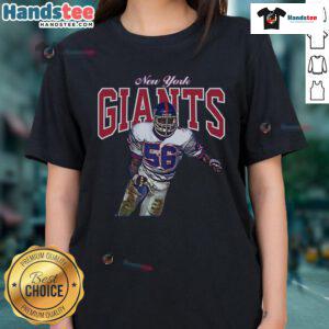 Official Lawrence Taylor Royal New York Giants Sideline Series Player Ladies Tee featuring vibrant team colors and logo.