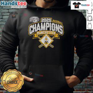 Official Manchester Spartans 2025 Baseball Conference Champions hoodie, showcasing team logo and vibrant colors.