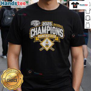 Alt Text: Official Manchester Spartans 2025 Baseball Conference Champions T-Shirt featuring team logo and championship design.
