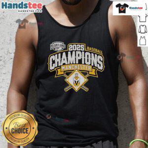 Official Manchester Spartans 2025 Baseball Conference Champions tank top in vibrant colors, perfect for fans and athletes.