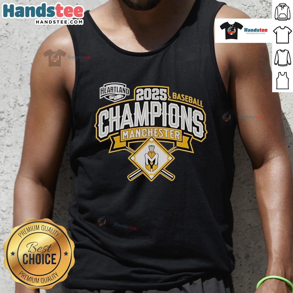 Official Manchester Spartans 2025 Baseball Conference Champions tank top in vibrant colors, perfect for fans and athletes.