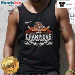 Official Medicine Hat Tigers Western Hockey League Champions 2025 tank top featuring team logo and vibrant design.