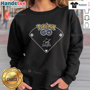 Official Miami Marlins X Pokemon Go Ballpark sweatshirt featuring vibrant team colors and unique design for fans.